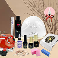 Стартовий набір для манікюру з гель лаками Milano фреза Nail Master ZS 601 65W 45000о лампою LED UV 48W витяжкою 80W