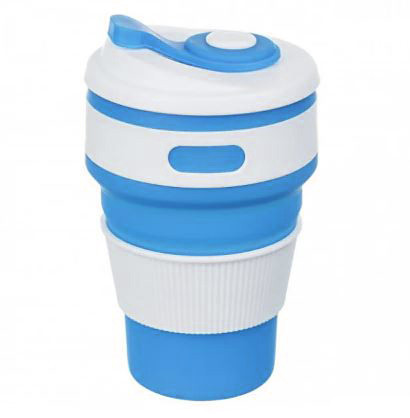 Чашка складана силіконова Collapsible 5332 350 мл, блакитна, фото 1