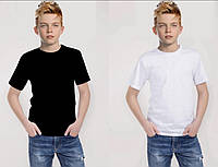 Детская базовая черная однотонная футболка для подростка, простые белые футболки хлопок турция мальчик 6-14лет