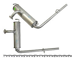 Глушник основний ЗАЗ 1102, (закатаний) в зб. (з випускною трубою)