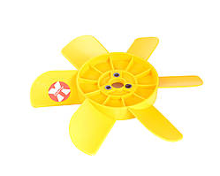 Крильчатка вентилятора радіатора ВАЗ 2101-07, 2121, 21213, 6 лоп. з метав. втулкою, жовта