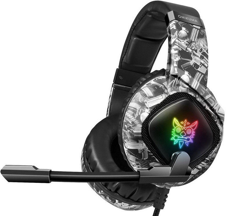 Навушники ігрові ONIKUMA Gaming LED K19, сірий камуфляж Уцінка