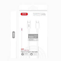 USB кабель XO 40W PD Type-C to Type-C (NB124) білий