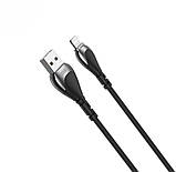 USB кабель XO Lightning (NB218) Zink Alloy/Anti-Breakage/2.4A/1m чорний, фото 3