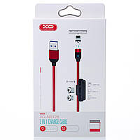 USB кабель XO 3in1 (NB128) Magnetic червоний