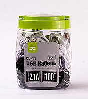 USB кабель DC micro (CL-11) 30pcs/bottle, 1m чорний/білий