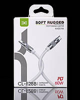 USB кабель DC Type-C to Type-C (CL-F28B) OD6.0/ PD/ 60W/ 1.2m білий