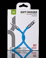 USB кабель DC Type-C to Type-C (CL-F28B) OD6.0/ PD/ 60W/ 1.2m блакитний