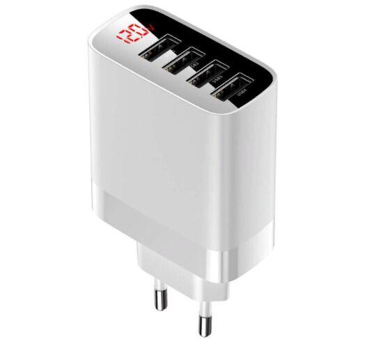 Адаптер сетевой BASEUS CCJMHB-B02 4USB, 6A, белый, фото 1