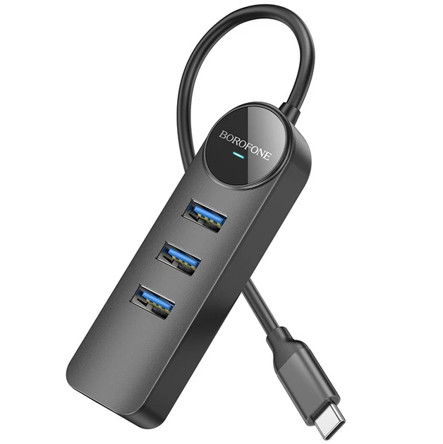 USB-Hub 4-в-1 BOROFONE DH5 | Хаб Type-C to USB 3.0 × 4 | швидкість до 5 Гбіт/с | Підтримка до 1 ТБ