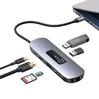 Універсальний 10-в-1 Хаб USAMS Type-C з HDMI, VGA, USB 3.0, USB 2.0, RJ45, SD/TF-кардридером і PD 100W