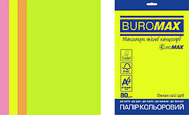 Набір кольорового паперу NEON, EUROMAX, 4 кол., 20 арк., А4, 80 г/м²  ВМ2721520е-99