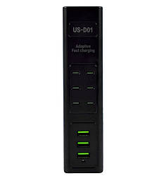 HUB-адаптер, подовжувач US-D01 28W, 6Type-C, 3USB, 5.6A, 110-265V, 1 м, чорний
