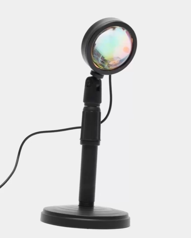Лампа настільна з ефектом заходу сонця Sunset Lamp 9353 RGB, чорна, фото 1