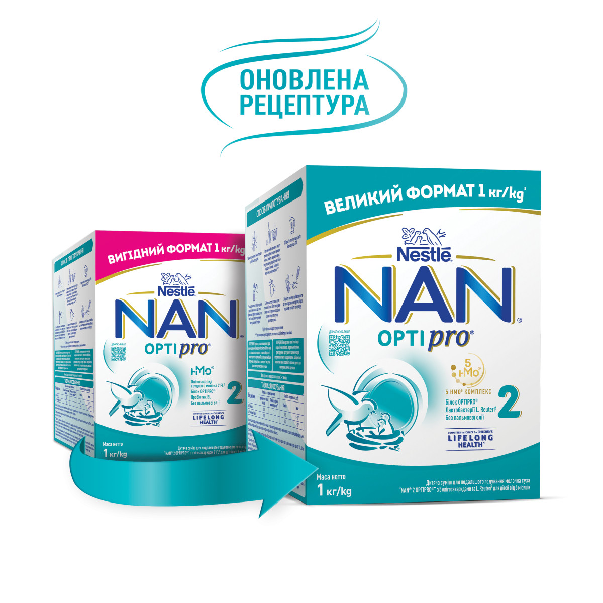 NAN OPTIPRO 2 Cуміш для дітей 5 олігосахаридами від 6 до 12, 1000г. (НАН), фото 1