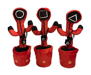 Інтерактивна дитяча іграшка повторюшка танцюючий кактус Гра в кальмара співає танцює світиться повторює слова на акумуляторі