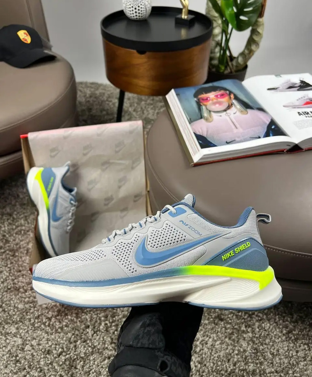 Чоловічі текстильні кросівки Nike Air Zoom Pegasus Light Grey Navy, кеди Найк текстиль нейлон. Чоловіче взуття, фото 1