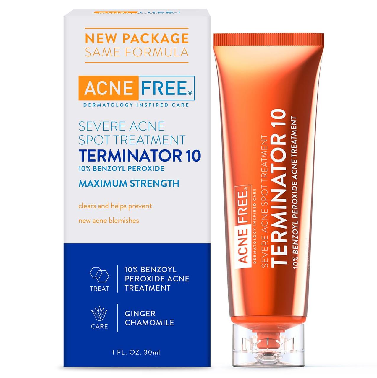 Крем для точкового лікування акне Acne Free Terminator 10 Acne Spot Treatment 10% Benzoyl Peroxide 30 мл