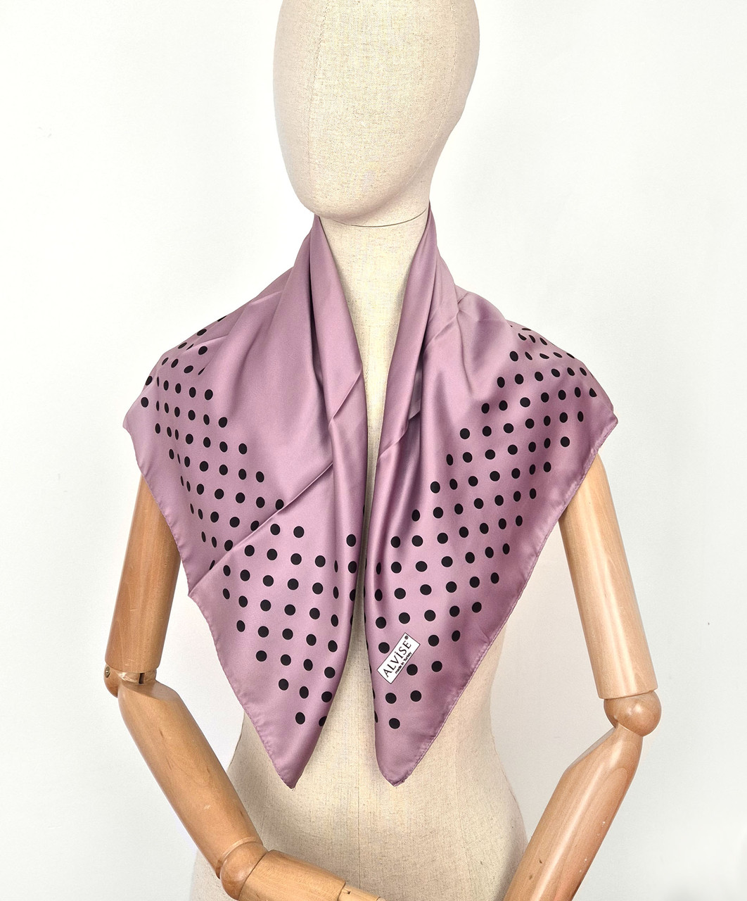 Хустка модна жіноча шовкова Офелія бузковий горошек, фото 1