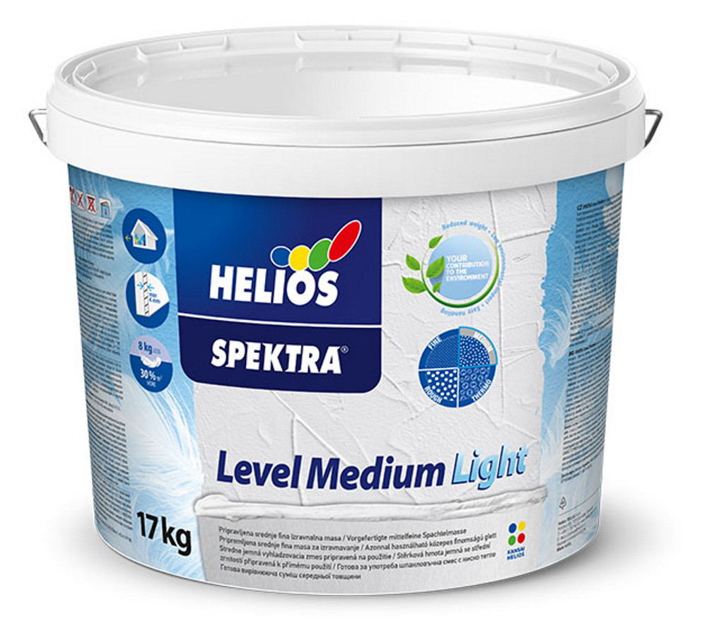 Шпаклівка для стін готова до застосування HELIOS SPEKTRA Level Fine Light полегшена, 17кг
