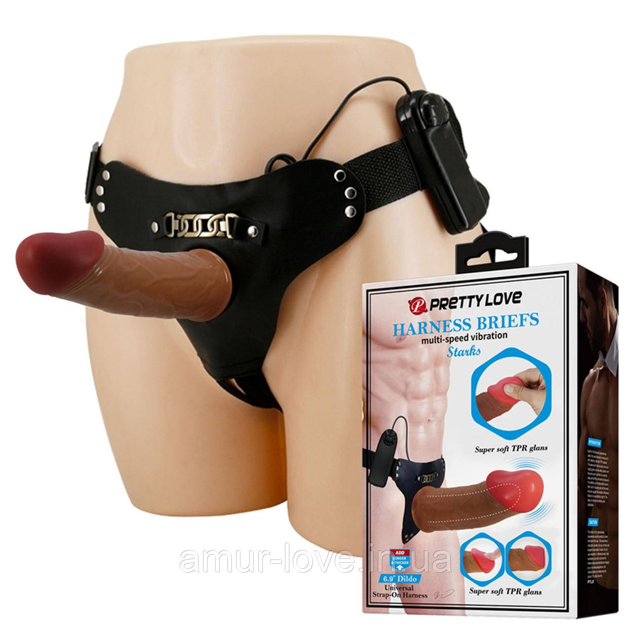 Страпон Pretty Love Harness Briefs Stark with Vibration