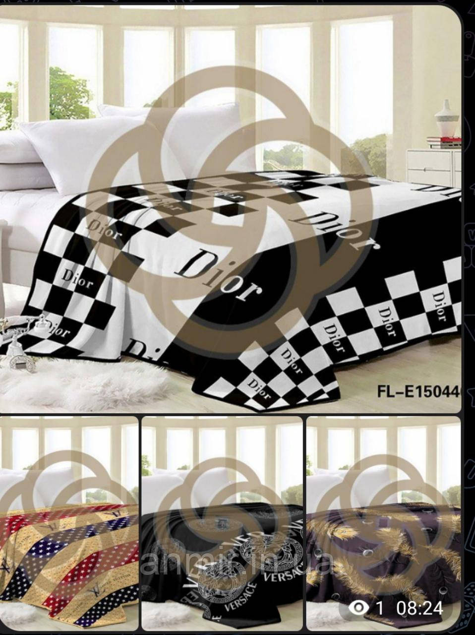 Покривало на ліжко БРЕНД велюр євро розмір 200х230 см, кольори та принт міксом