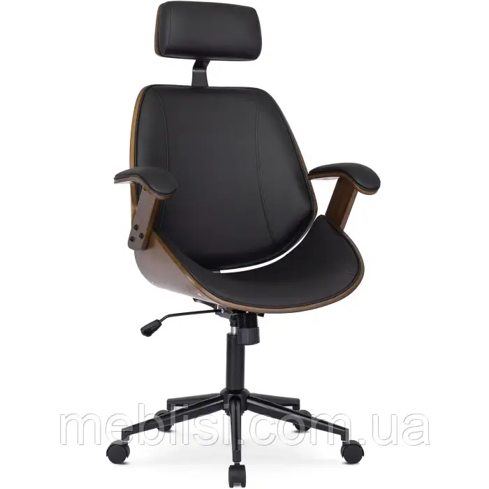 Чорне офісне крісло FABIAN чорний/орех (MEBEL ELIT) ME.FABIAN/O/CZ/E/FO