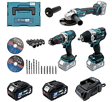 Набір акумуляторний PROFI-TEC Combo Set 3/4 (DHP485BL/PGA202BL/DTW800BL/2акум.20В 4Аг/зарядний/кейс)