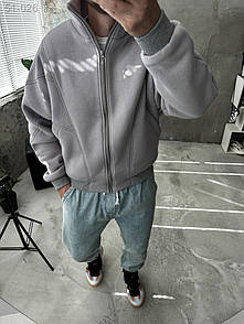 Бомбер чоловічий сірий оверсайз весна-осінь без капюшона Bomber