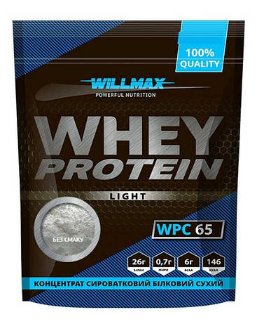 Протеїн сироватковий Willmax Whey Protein Light 65% 1 кг без смаку, фото 1