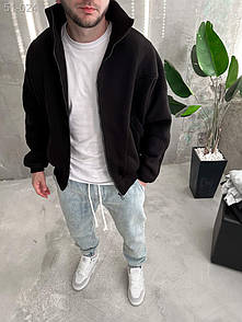 Бомбер чоловічий чорний оверсайз весна-осінь без капюшона Bomber