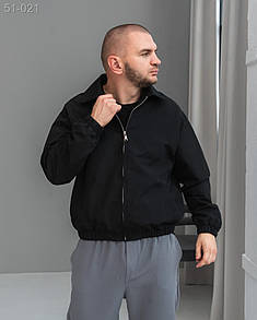 Бомбер чоловічий чорний весна-осінь без капюшона Bomber