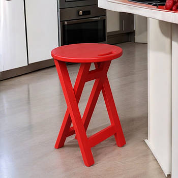 Червоний кухонний дерев'яний табурет Розкладна табуретка на кухню з дерева Складаний стільчик ВІЛЬХА