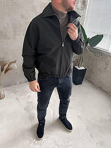 Бомбер чоловічий графітовий весна-осінь без капюшона Bomber
