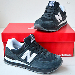 Жіночі кросівки New Balance 574 Gray white Нью Беланс сірі з білим замша сітка весна осінь
