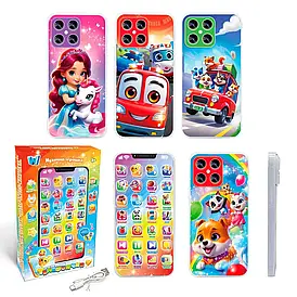 Смартфон 84905 "WToys", 3 види, ОЗВУЧУВАННЯ УКРАЇНСЬКОЮ МОВОЮ, вбудований акумулятор,кабель USB Type-C, загадки, скоромовки