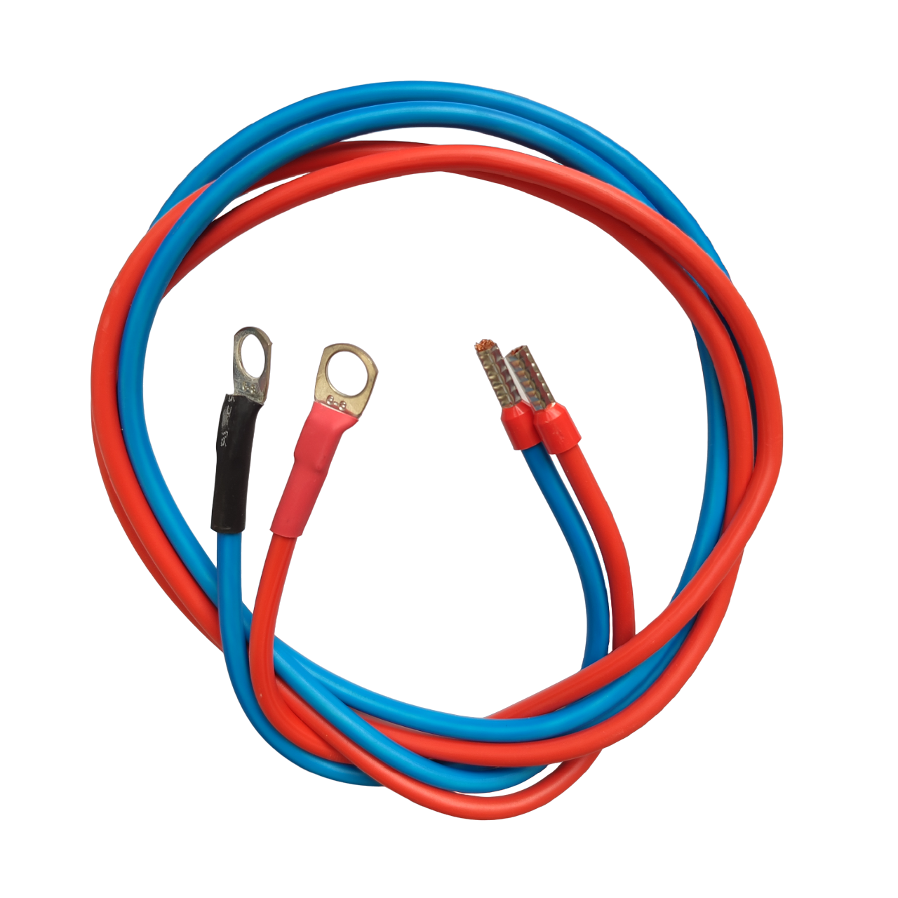 Кабель 4 мм2 довжина 2х100см мідний з клемами: кільцева болт М8 - штирьова (тато) 4 мм2 під АКБ - контролер