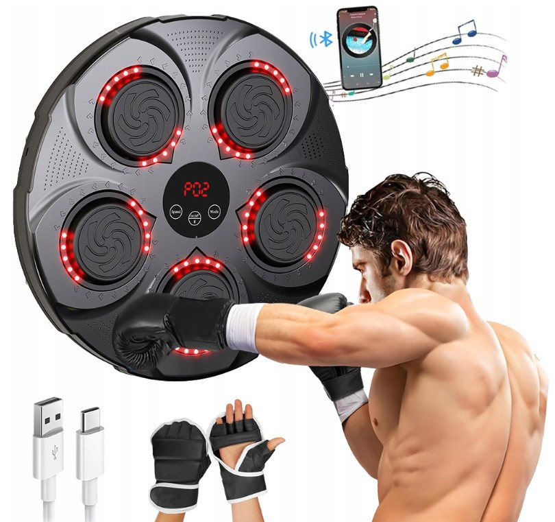 Музичний бокс тренажер настінний з динаміком мішень для ударів з підсвічуванням, фото 1