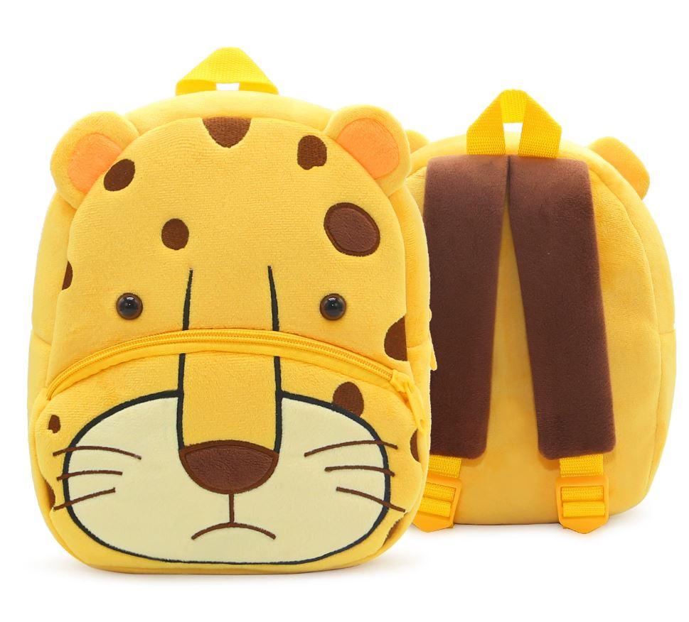 Дитячий рюкзачок жовто-коричневий Kakoo для малюка у садочок маленький дошкільний міні рюкзак плюш м'який велюр Гепард