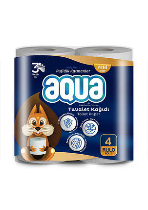 Туалетний папір AQUA 4рул/пач — 3-шаровий, фото 1