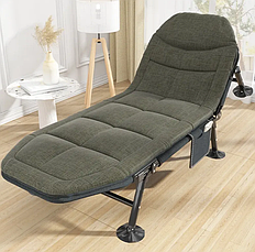 Ліжко-розкладачка | Сірий | навантаження до 150 кг | з матрасом | LEOBRO FB-S17 | для вдома, на дачі, або в подорожі, фото 2