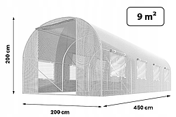 Садова теплиця з вікнами Plonos 9m2 Біла = 450х200х200 см (4972-A), фото 4