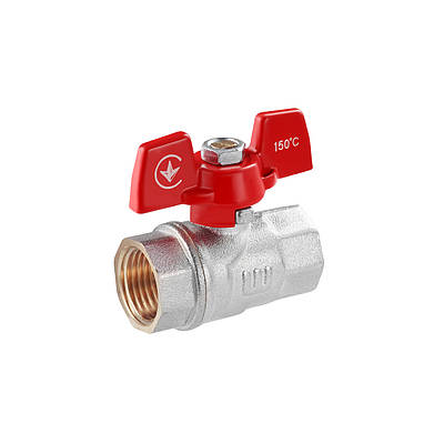 Кран кульовий WaGa 1/2" ВВ PN40 метелик, нікельований