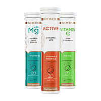 Вітаміни шипучі NOVEL Magnesium №20 + NOVEL Active №20 + NOVEL Vitamin C №20