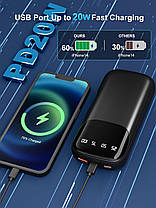 Power Bank 46800mAh, швидке заряджання Power Bank з вбудованими 3 кабелями, портативний зарядний пристрій для, фото 5