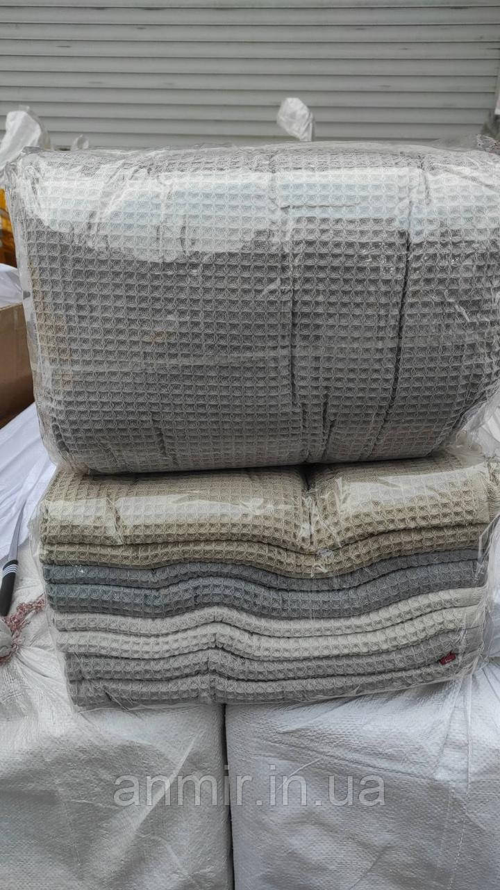 Рушник вафельний однотонний для обличчя розмір 100х50 см, кольору міксом