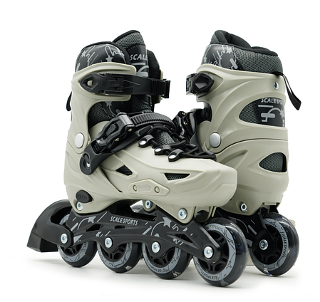 Розсувні роликові ковзани Scale Sports Gray LF 605 з колесами, що світяться., фото 1
