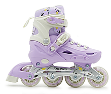 Розсувні роликові ковзани Scale Sports Purple LF 605 з колесами, що світяться., фото 6