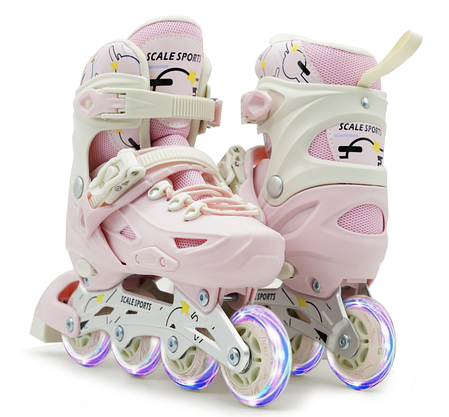 Розсувні роликові ковзани Scale Sports Pink LF 605 з колесами, що світяться., фото 1
