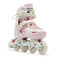 Розсувні роликові ковзани Scale Sports Pink LF 605 з колесами, що світяться., фото 3